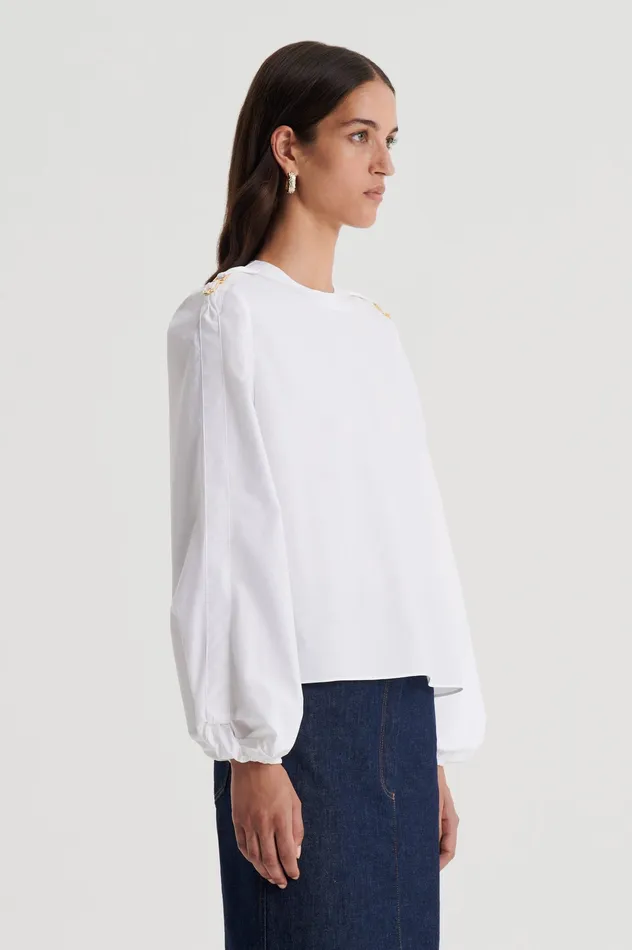 PARACHUTE COTTON BUCKLE TOP WHITE Tops Scanlan Theodore Women