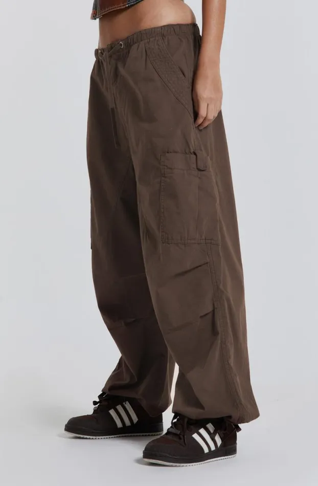 Parachute Pants Women Jaded London Brown Parachute Cargo Pants