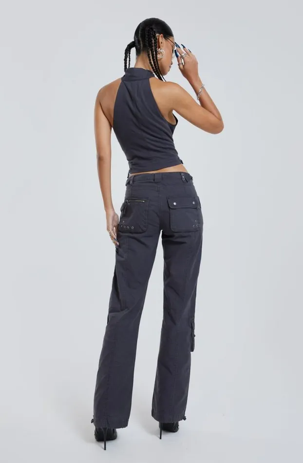 Parachute Pants Women Jaded London Vintage Grey Low Rise Cargo Pants