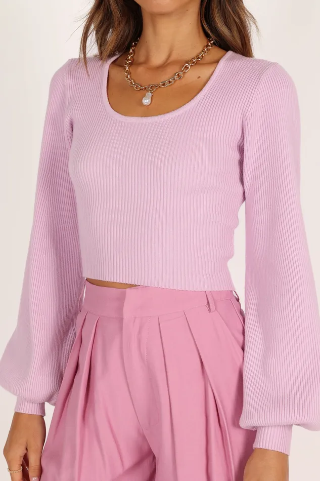 petalandpup Daphne Crewneck Bubble Sleeve Knit Sweater 8211 Lilac Lilac Women Knitwear