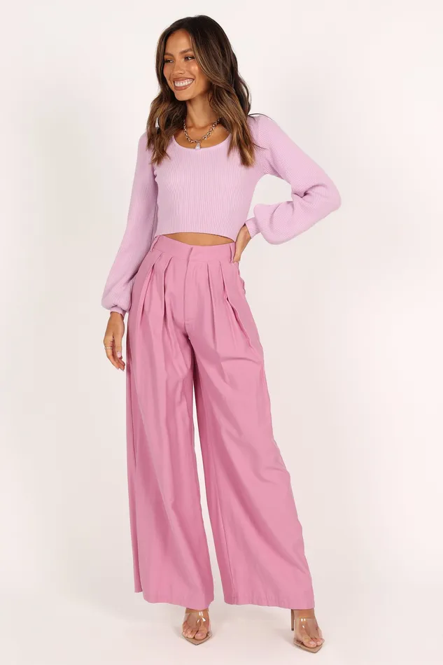 petalandpup Daphne Crewneck Bubble Sleeve Knit Sweater 8211 Lilac Lilac Women Knitwear