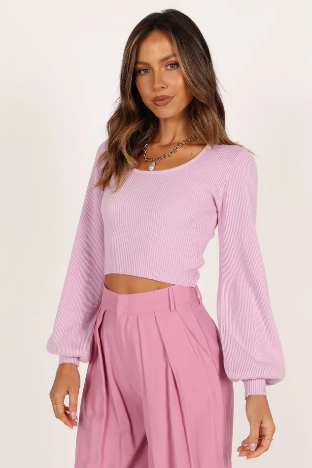 petalandpup Daphne Crewneck Bubble Sleeve Knit Sweater 8211 Lilac Lilac Women Knitwear