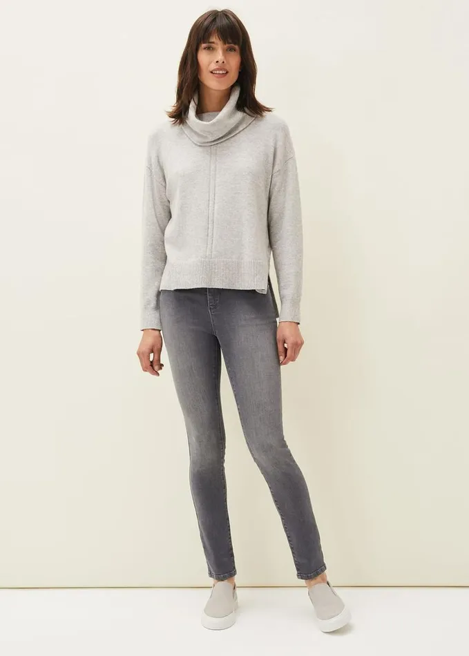 Phase Eight Abella Cowl Neck Jumper Grey Women Knitwear