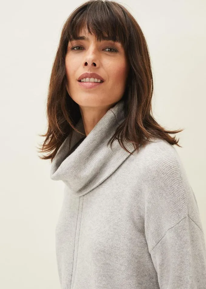 Phase Eight Abella Cowl Neck Jumper Grey Women Knitwear