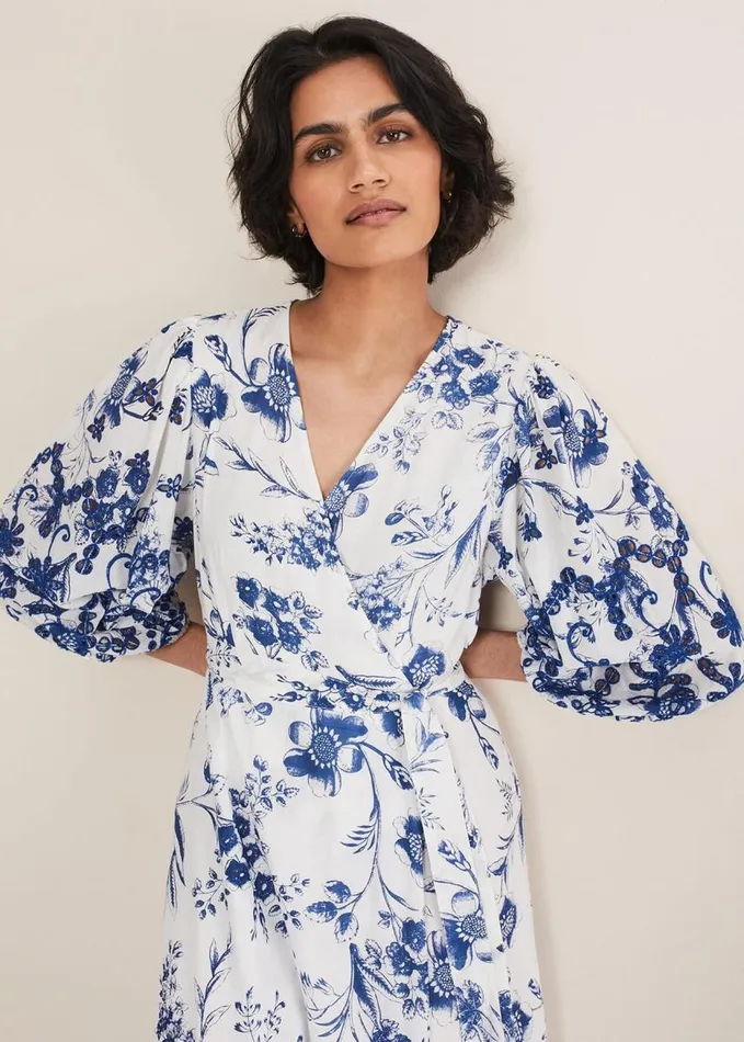 Phase Eight Abriella Floral Broderie Midi Dress Bluewhite Women Dresses
