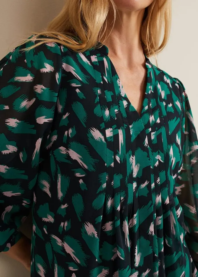 Phase Eight Abstract Penele Dress Green Multi Women Dresses