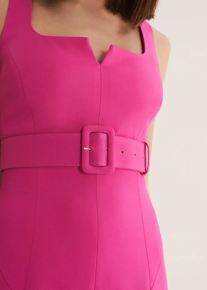Phase Eight Adria Pink Fitted Midi Dress Hot Pink Women Dresses