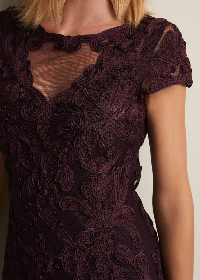 Phase Eight Agatha Berry Tapework Midi Dress Berry Women Dresses