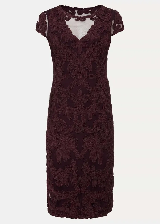 Phase Eight Agatha Berry Tapework Midi Dress Berry Women Dresses
