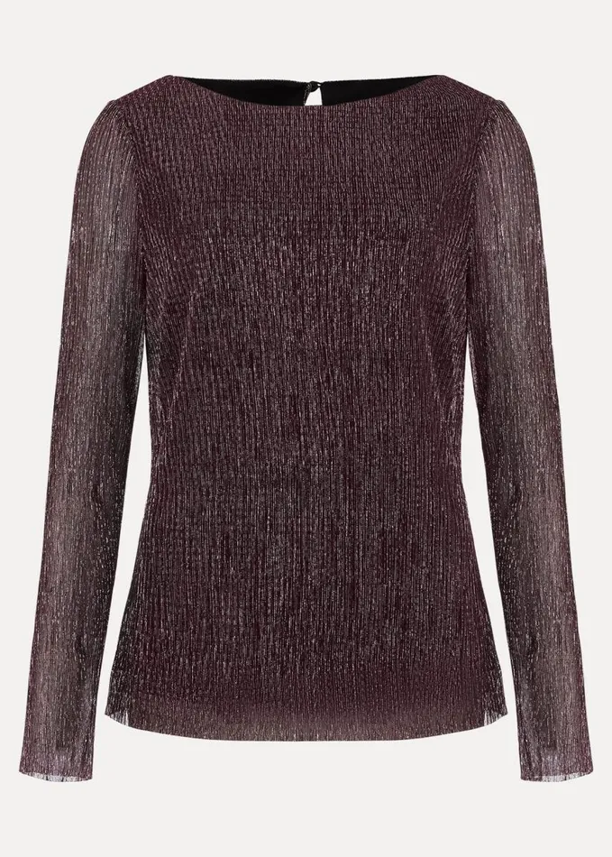 Phase Eight Alix Sparkly Plisse Top Rose Gold Women Tops and TShirts
