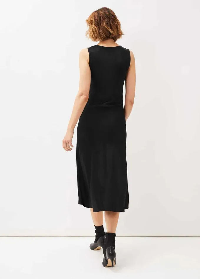 Phase Eight Amabella Sleeveless Satin Midi Dress Black Women Dresses