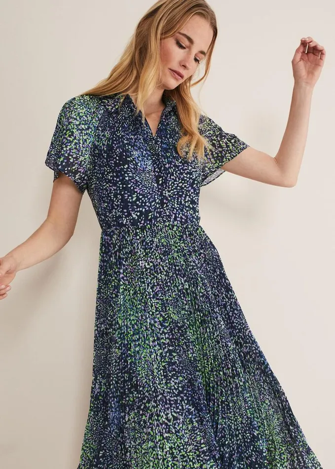 Phase Eight Amelia Ditsy Shirt Midi Dress Navymulti Women Dresses