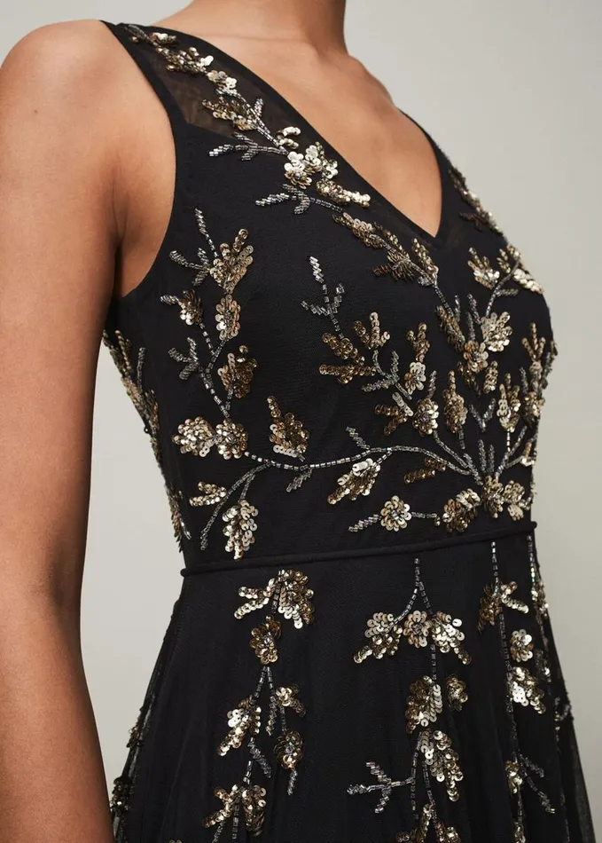 Phase Eight Anabella Beaded Tulle Dress Blackgold Women Dresses
