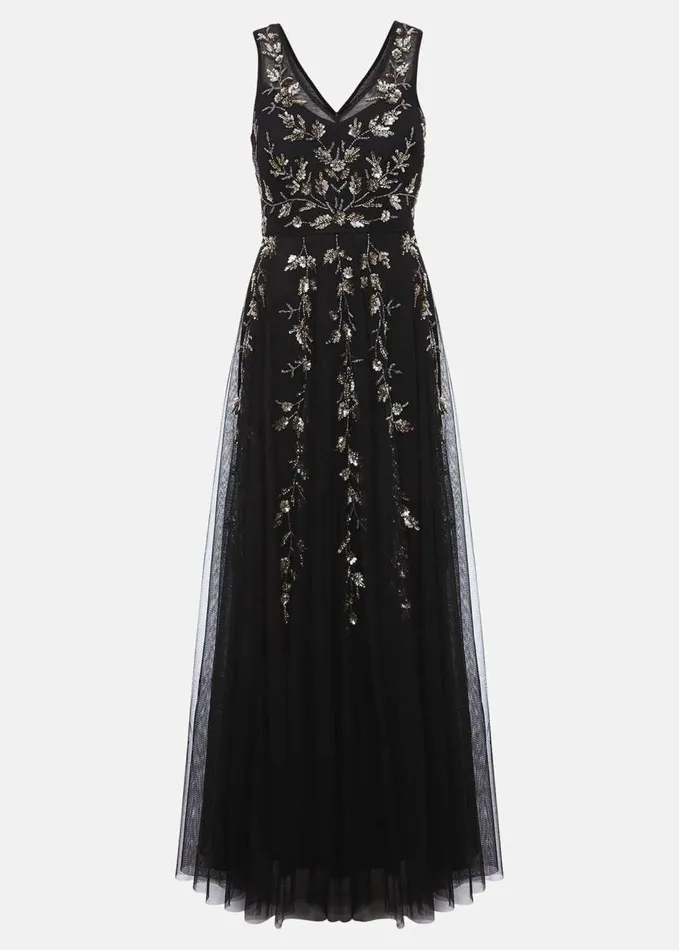 Phase Eight Anabella Beaded Tulle Dress Blackgold Women Dresses