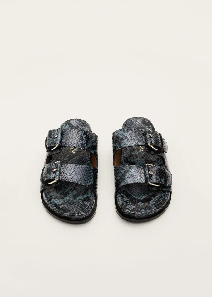 Phase Eight Animal Double Buckle Sandal Teal Women Flats