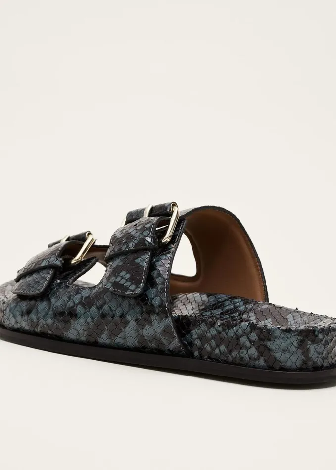 Phase Eight Animal Double Buckle Sandal Teal Women Flats