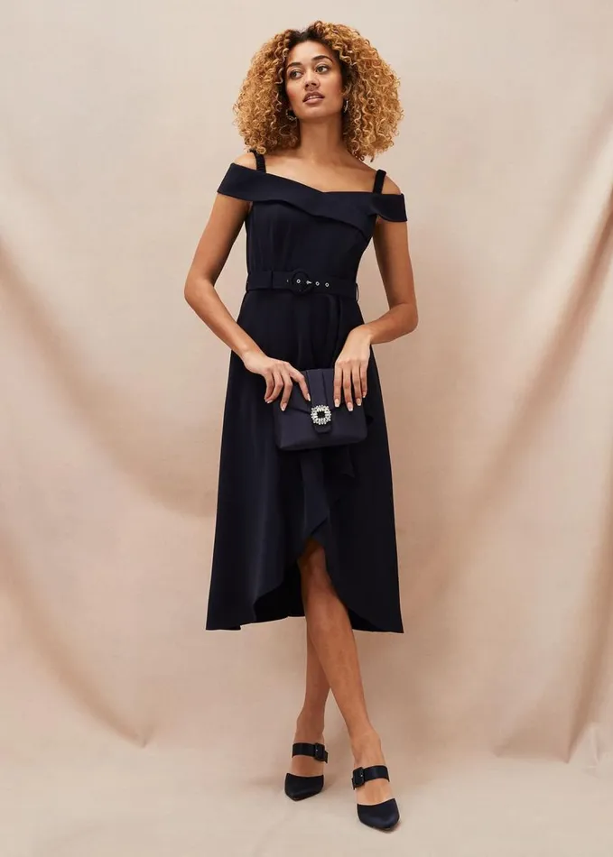 Phase Eight Ashleigh Bardot Dress Navy Women Dresses