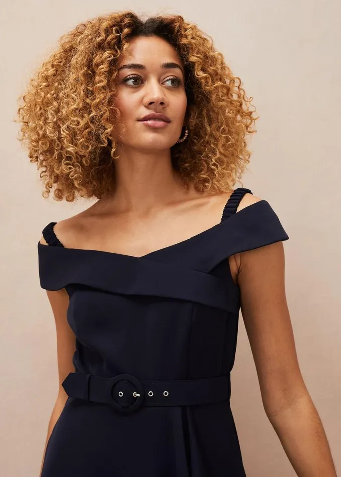 Phase Eight Ashleigh Bardot Dress Navy Women Dresses