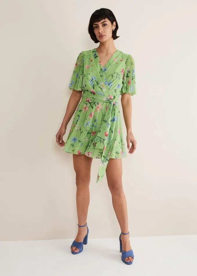 Phase Eight Astoria Floral Playsuit Greenmulti Women Dresses