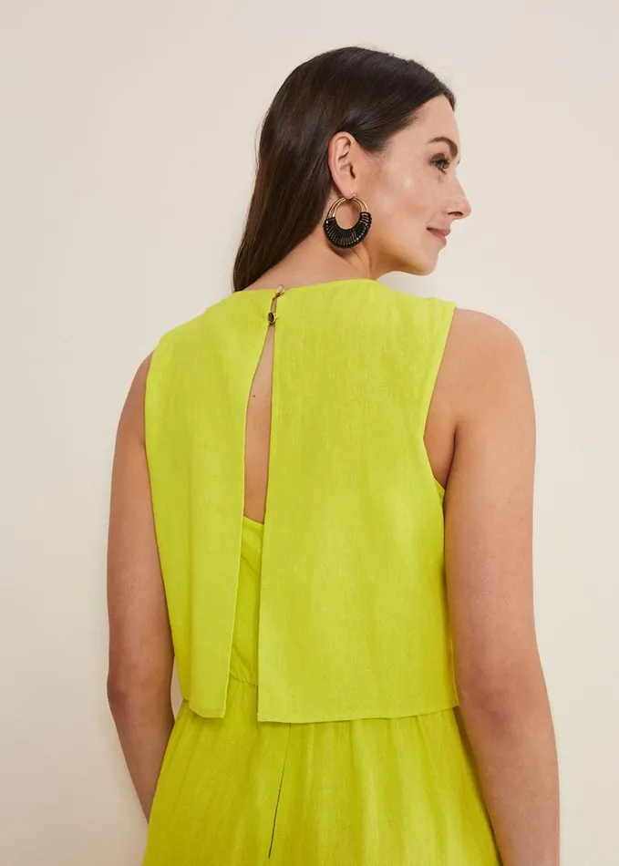 Phase Eight Aubrey Lime Linen Wide Leg Jumpsuit Lime Women Dresses