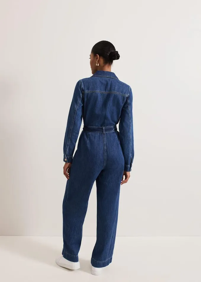 Phase Eight Avalon Denim Utility Jumpsuit Dark Wash Women Dresses