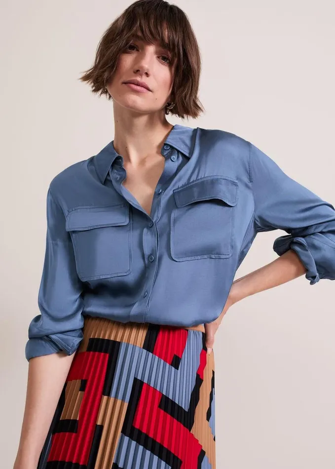 Phase Eight Avianna Utility Shirt Blue Women Shirts and Blouses