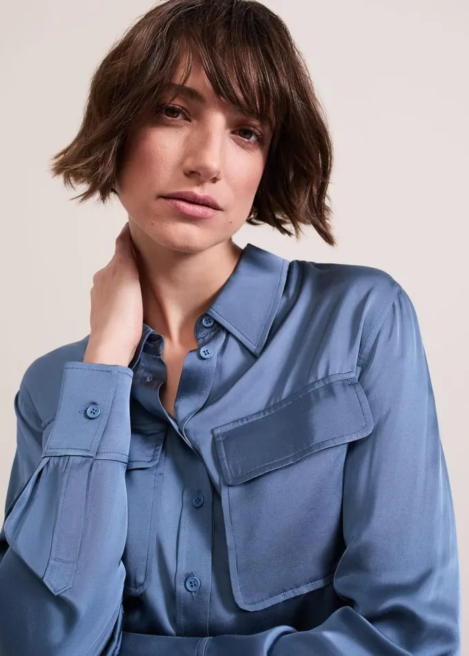 Phase Eight Avianna Utility Shirt Blue Women Shirts and Blouses