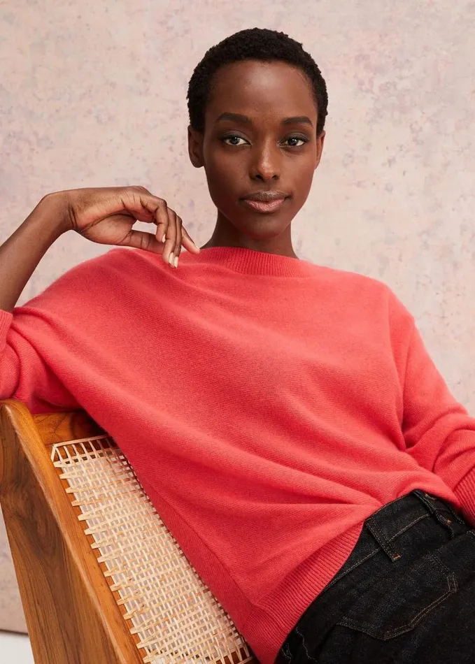 Phase Eight Beatrice Cashmere Jumper Coral Women Knitwear