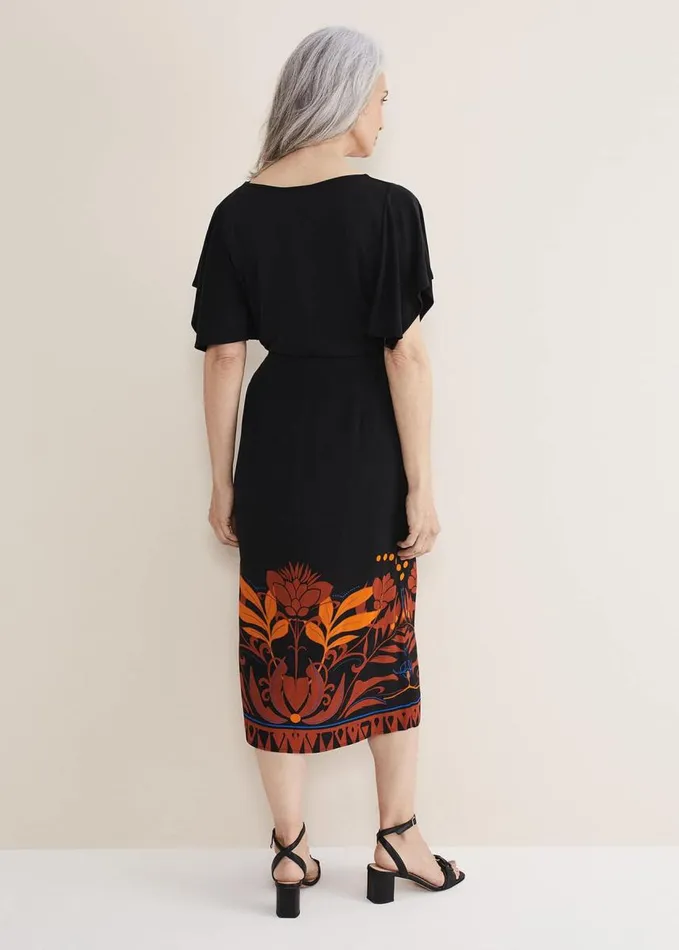 Phase Eight Bellita Placement Print Midi Skirt Blackmulti Women Skirts
