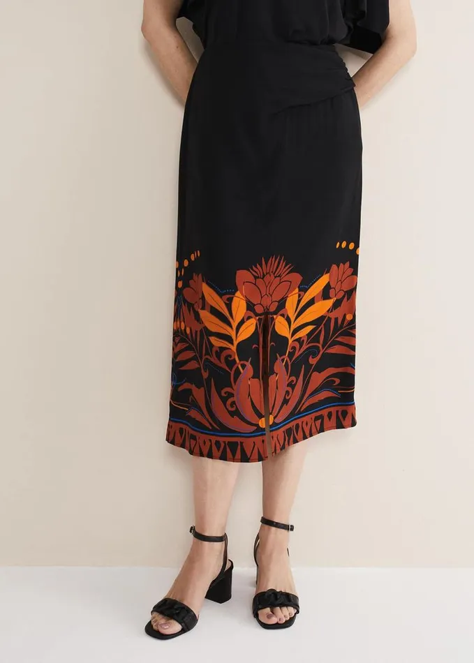Phase Eight Bellita Placement Print Midi Skirt Blackmulti Women Skirts