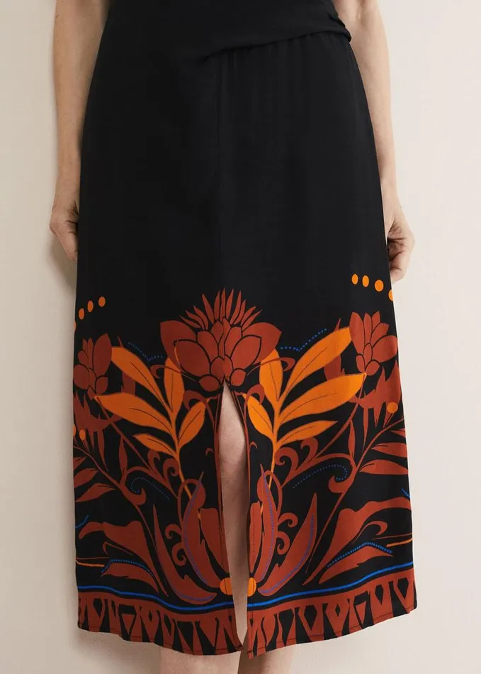 Phase Eight Bellita Placement Print Midi Skirt Blackmulti Women Skirts