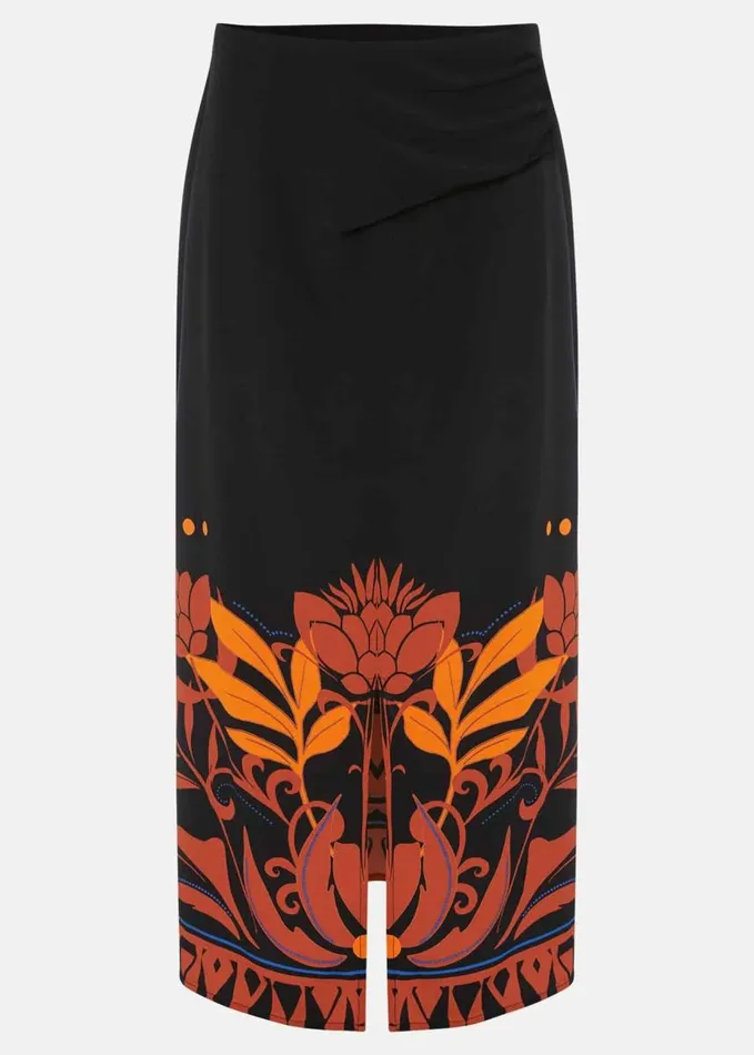 Phase Eight Bellita Placement Print Midi Skirt Blackmulti Women Skirts