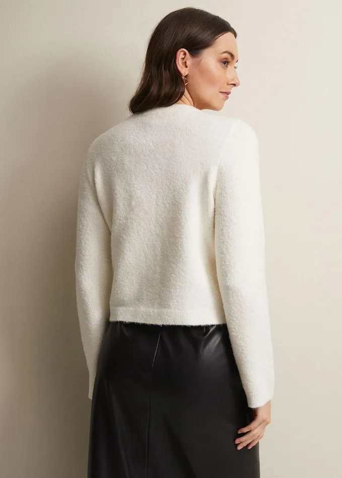 Phase Eight Bethina Boucle Cardigan Ivory Women Knitwear