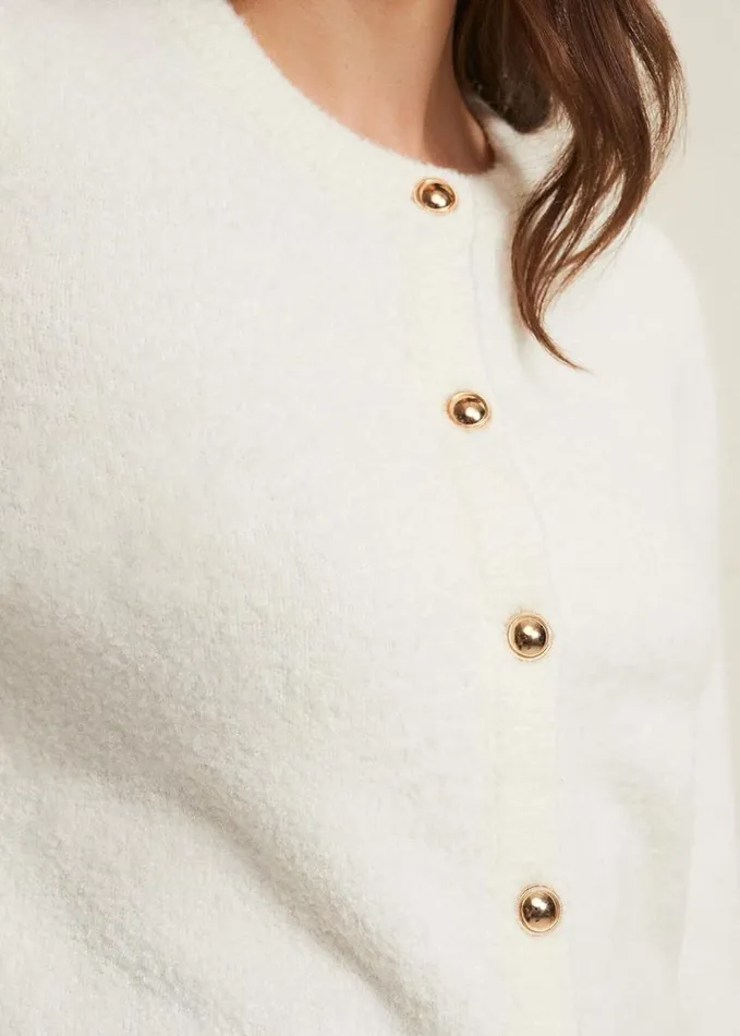 Phase Eight Bethina Boucle Cardigan Ivory Women Knitwear