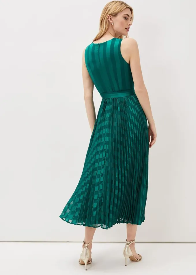 Phase Eight Beverley Stripe Jacquard Midaxi Dress Jade Women Dresses