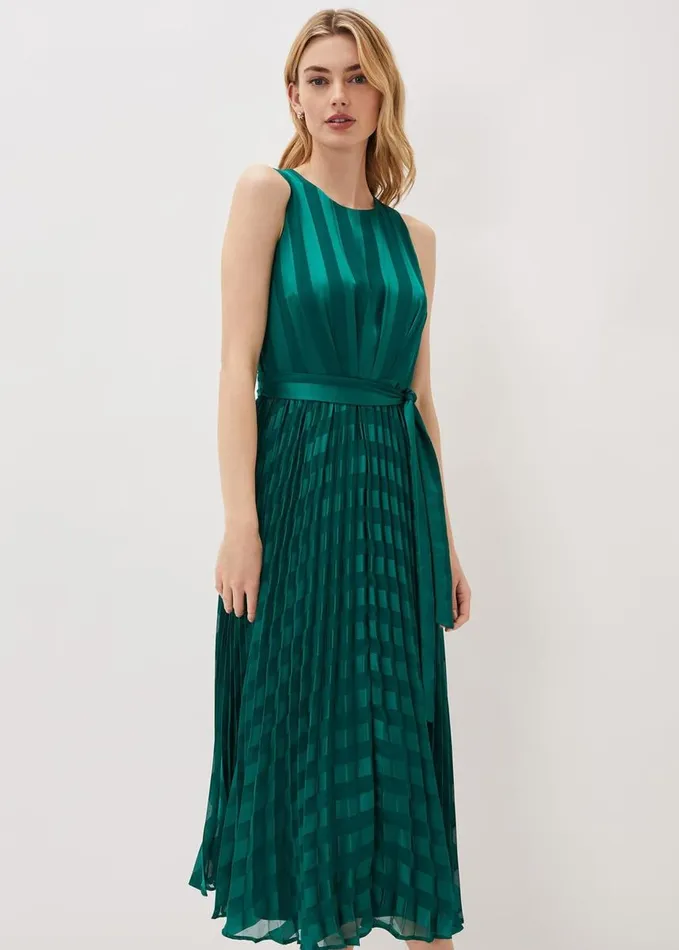 Phase Eight Beverley Stripe Jacquard Midaxi Dress Jade Women Dresses