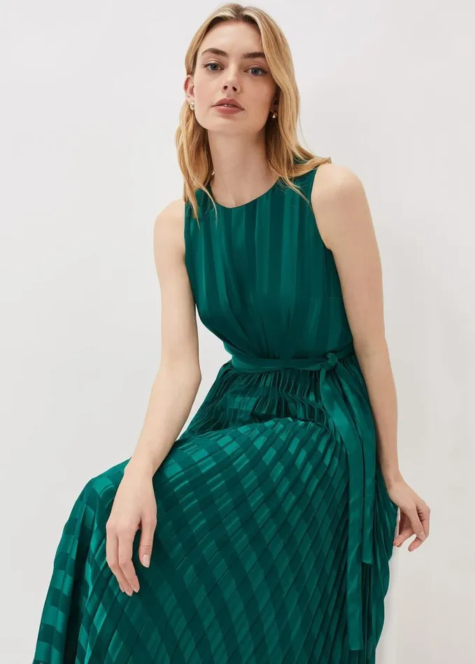 Phase Eight Beverley Stripe Jacquard Midaxi Dress Jade Women Dresses