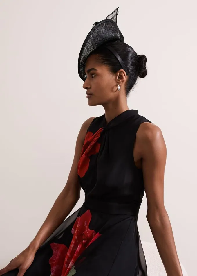 Phase Eight Black Pearl Trim Mini Disc Black Women Fascinators and Hats