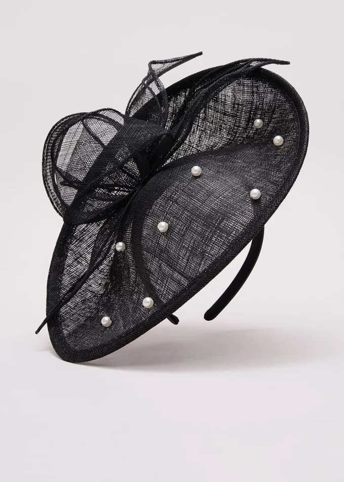 Phase Eight Black Pearl Trim Mini Disc Black Women Fascinators and Hats