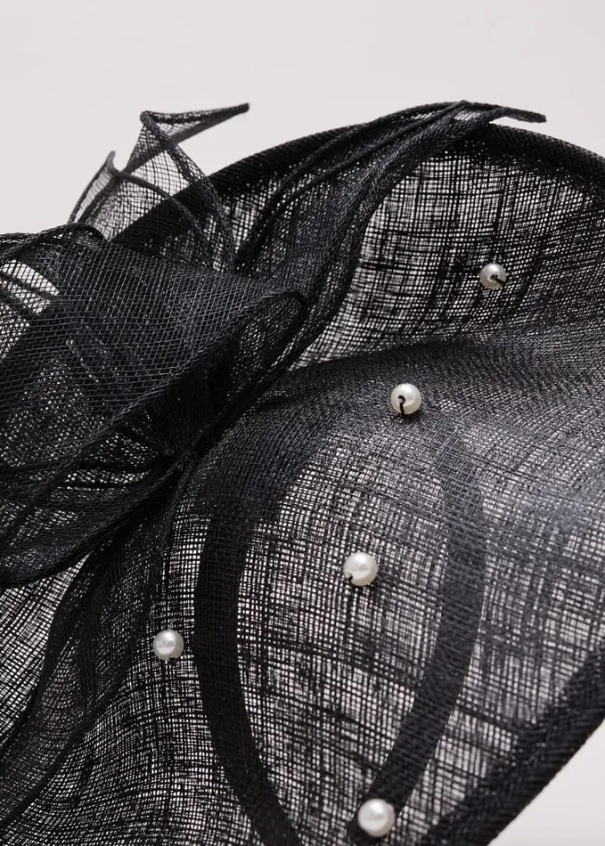 Phase Eight Black Pearl Trim Mini Disc Black Women Fascinators and Hats