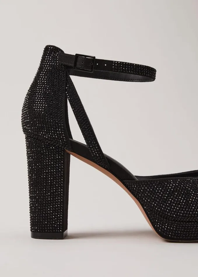 Phase Eight Black Sparkly Platform Heels Black Women Occasion Shoes