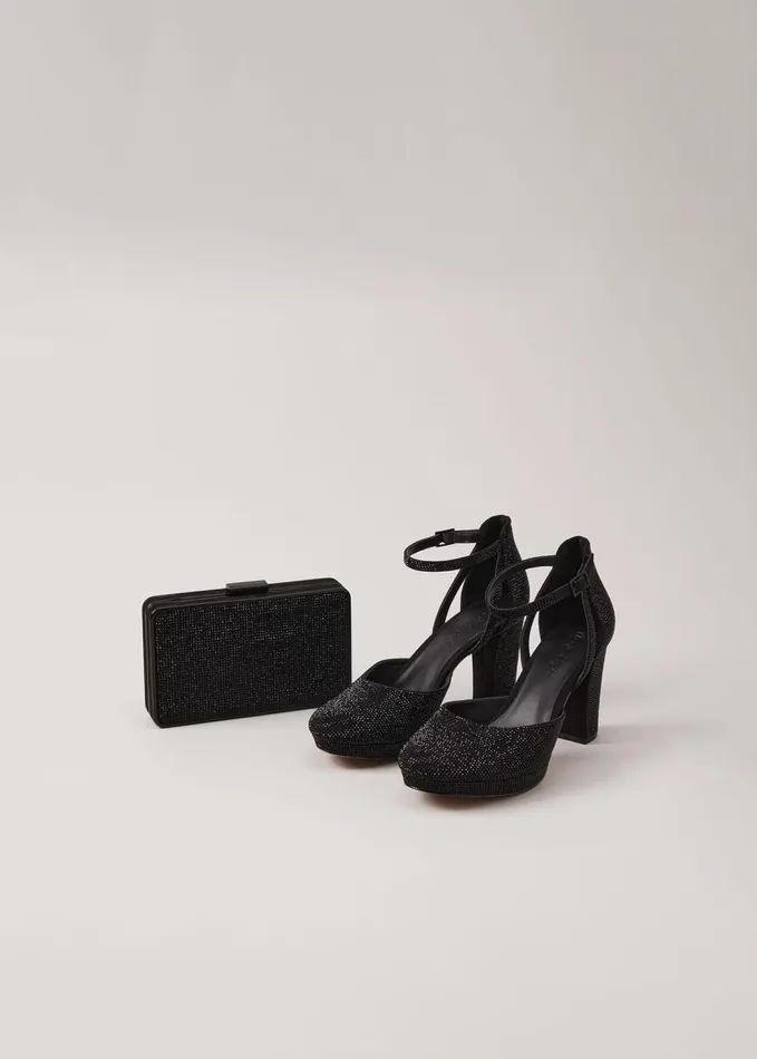 Phase Eight Black Sparkly Platform Heels Black Women Occasion Shoes