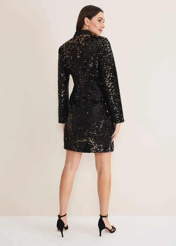 Phase Eight Brea Wrap Tuxe Sequin Dress Goldmulti Women Dresses