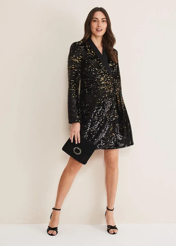Phase Eight Brea Wrap Tuxe Sequin Dress Goldmulti Women Dresses