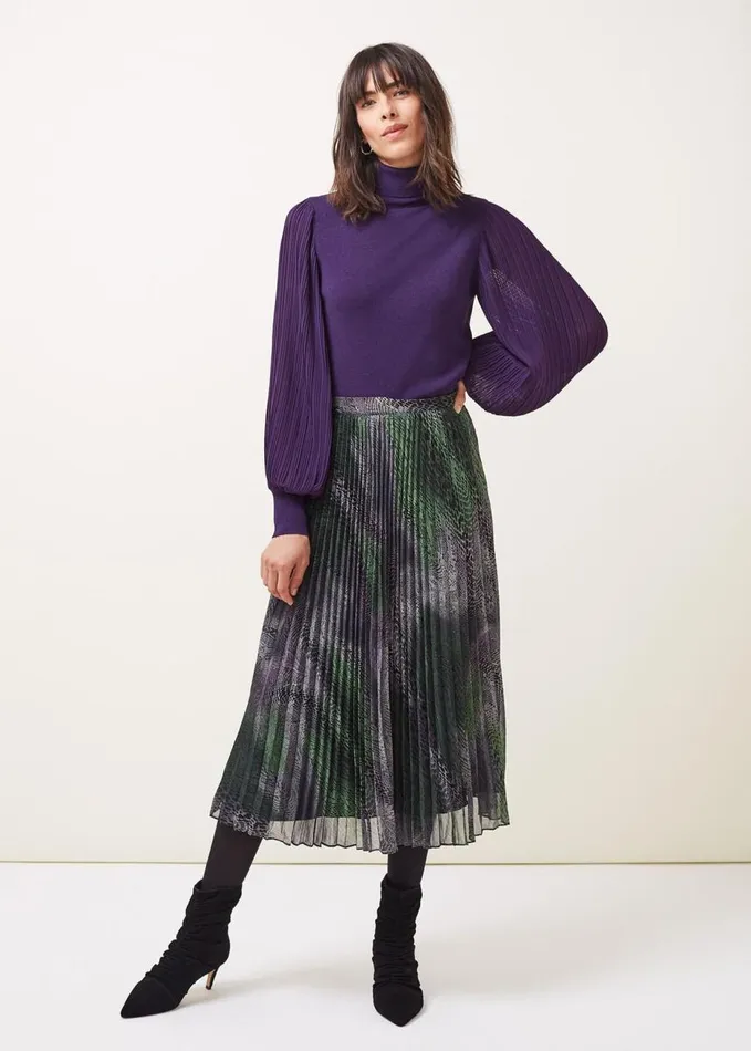 Phase Eight Camina Snake Print Pleated Maxi Skirt Blackmulti Women Skirts