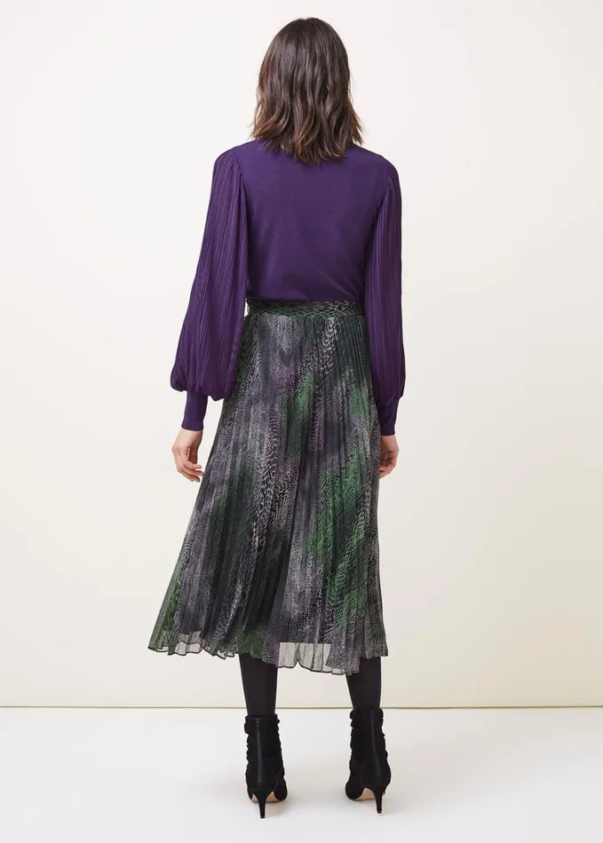 Phase Eight Camina Snake Print Pleated Maxi Skirt Blackmulti Women Skirts