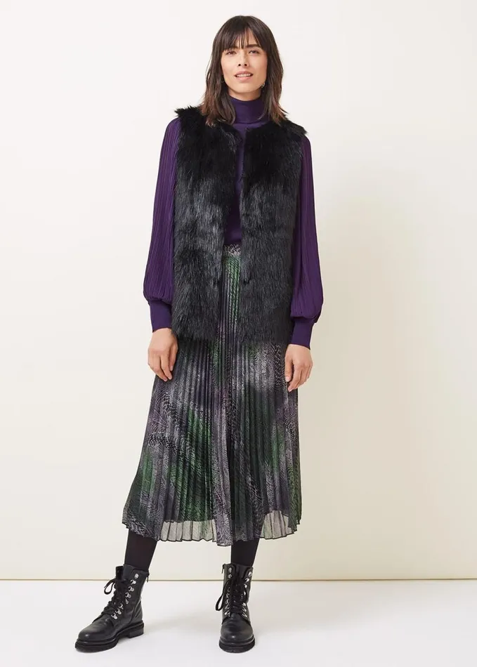Phase Eight Camina Snake Print Pleated Maxi Skirt Blackmulti Women Skirts