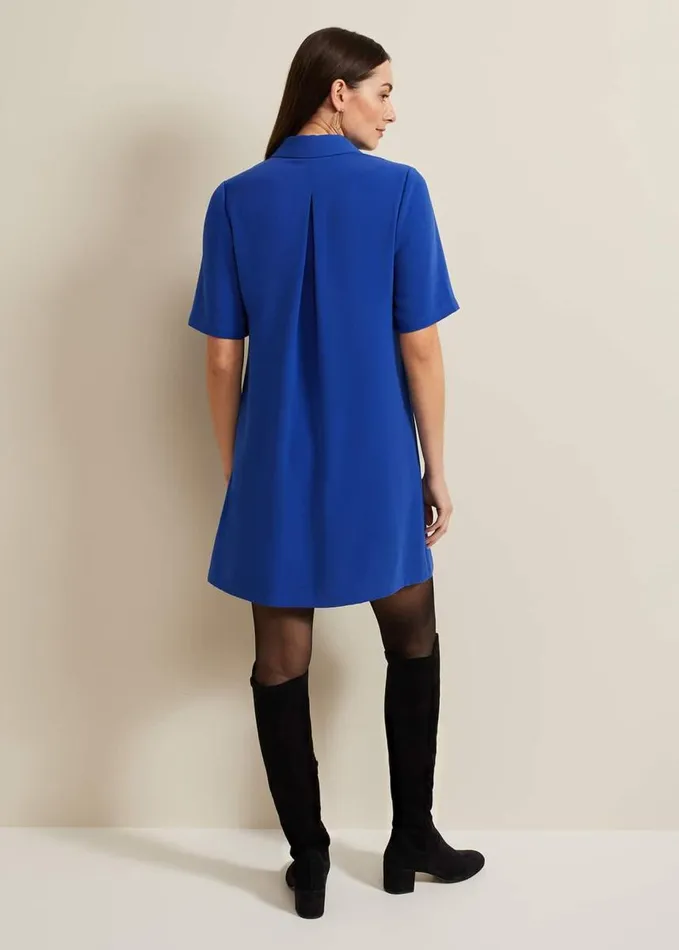 Phase Eight Cara Button Through Tunic Dress Blue Women Dresses