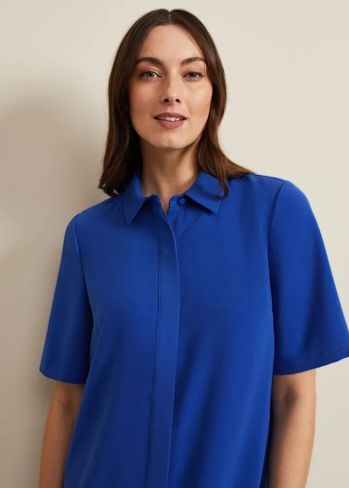 Phase Eight Cara Button Through Tunic Dress Blue Women Dresses