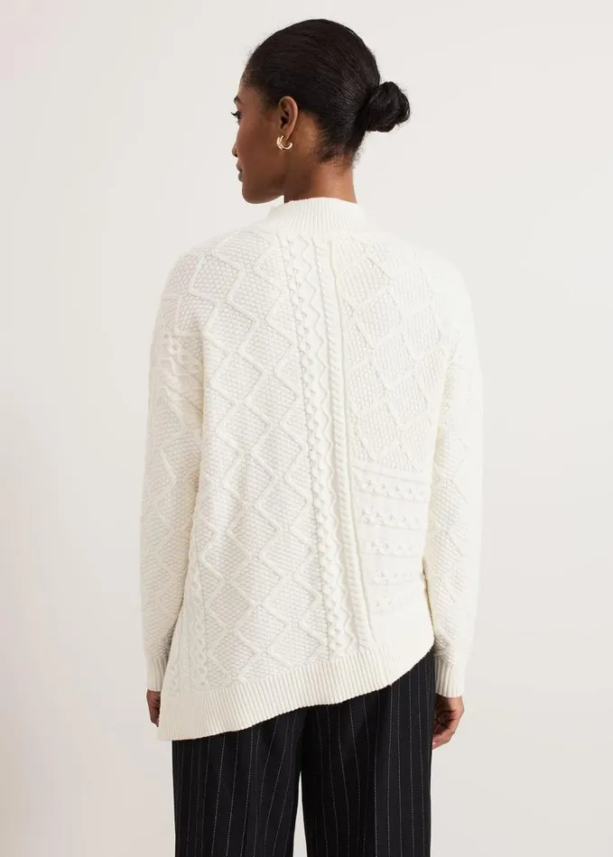 Phase Eight Casey Ivory Cable Jumper Winter White Women Knitwear